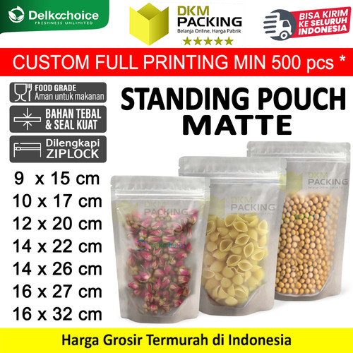 Plastik Klip Matte 10x17cm Standing Pouch Ziplock Kemasan Makanan