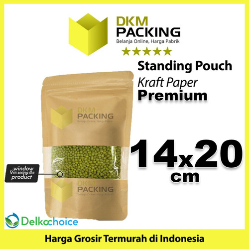 Kraft Paper Standing Pouch 14x20cm Window Ziplock Kemasan Makanan