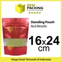 Standing Pouch 16x24 Window Red Ziplock Plastik Klip Sealer Makanan