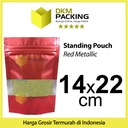 Standing Pouch 14x22 Window Red Ziplock Plastik Klip Sealer Makanan