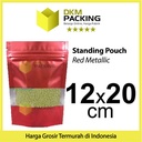Standing Pouch Red 12x20 Window Ziplock Plastik Klip Sealer Makanan