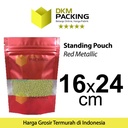 Plastik Klip Red 16x24 Standing Pouch Window Ziplock Sealer Makanan