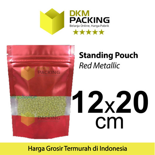 Plastik Klip Red 12x20 Standing Pouch Window Ziplock Sealer Makanan