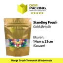 Standing Pouch 14x22 Window Ziplock Gold Plastik Klip FOOD GRADE ECO