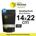 Plastik Klip 14x22 Standing Pouch Window Hitam Ziplock Sealer Makanan