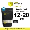 Plastik Klip 12x20 Standing Pouch Window Hitam Ziplock Sealer Makanan