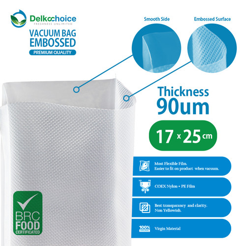 Plastik Vacuum Bag 17x25cm POLOS / EMBOSS Vacum Vakum Sealer /SATUAN