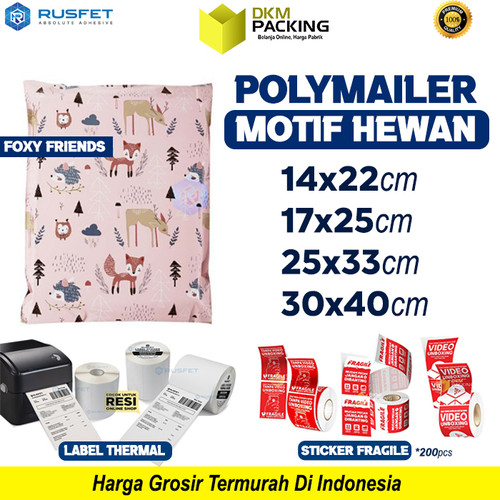 Polymailer Polimailer Amplop Plastik Packing Motif Fox RUSFET /SATUAN