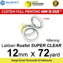 Lakban 12mm x 72yard RUSFET Plakban Isolasi OPP Tape TERMURAH /SATUAN