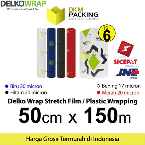 Stretch Film 50cm x 150m Plastik Wrapping DELKO WRAP TERMURAH /DUS