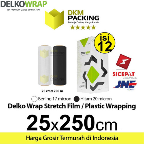 Stretch Film 25cm x 250m Plastik Wrapping DELKO WRAP TERMURAH /DUS