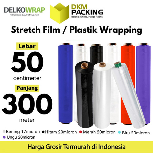 Stretch Film 50cm x 300m Plastik Wrapping DELKO WRAP TERMURAH /SATUAN
