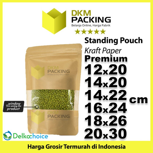 Standing Pouch 18x26cm Kraft Paper Window Ziplock Kemasan Makanan
