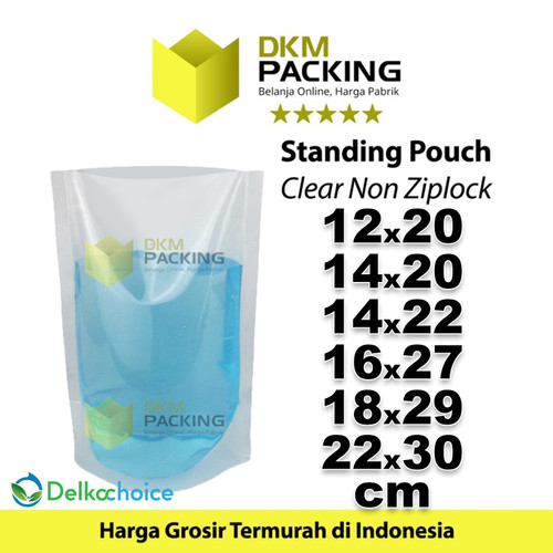 Plastik Standing Pouch 16x27cm Bening NON Ziplock Kemasan Makanan