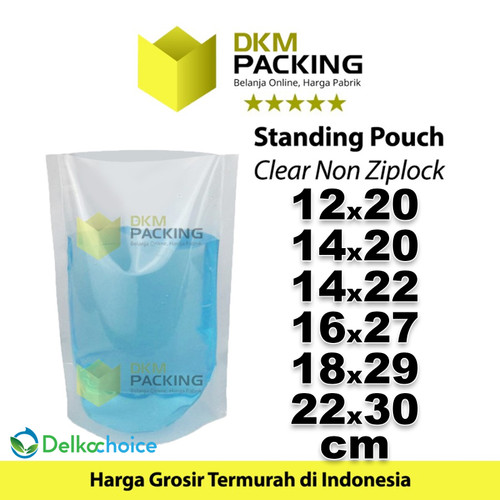 Plastik Standing Pouch 14x20cm Bening NON Ziplock Kemasan Makanan
