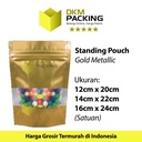 Standing Pouch 14x22 Window Ziplock Gold Plastik Klip FOOD GRADE ECO