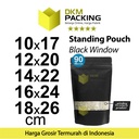 Plastik Klip 14x22 Standing Pouch Window Hitam Ziplock Sealer Makanan