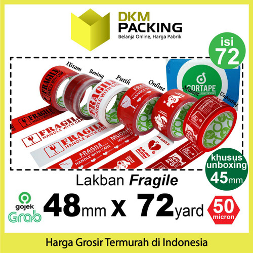 Lakban FRAGILE 48mm Plakban Isolasi OJOL PREMIUM TERMURAH /DUS