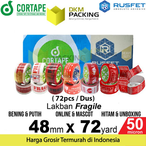 Lakban FRAGILE 48mm Plakban Isolasi PREMIUM TERMURAH /DUS