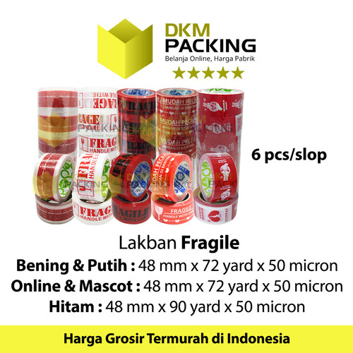 Lakban FRAGILE 48mm Plakban Isolasi PREMIUM TERMURAH /SELOP