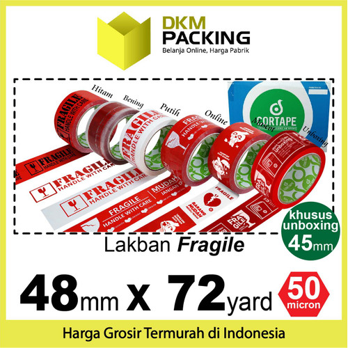 Lakban FRAGILE 48mm Plakban Isolasi PREMIUM TERMURAH /DUS