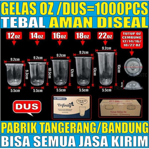 Gelas oz HALAL Oval Tebal 12oz 14oz 16oz 18oz 22oz Datar Rata Dus Bening Cup Plastik Bulat Dus JsKrm