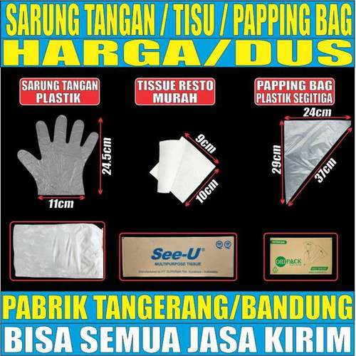 Tisu Tisue Murah n Plastik Segitiga Papping Pipping Bag Corong /Dus Jsk