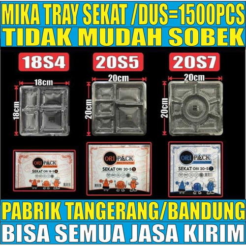 Mika Tray Sekat 18s4 sekat 4 atau 20s5 sekat 5 atau 20s7 Sekat 7 U Kotak Nasi Per Dus bisa jskrm