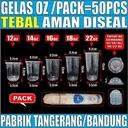 Gelas Oz HALAL Plastik Oval Tebal 12oz 14oz 16oz 18oz 22oz Datar Rata Pack Cup Murah Trifinity