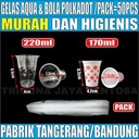 Gelas Plastik Aqua 220ml 2,4gr / Gelas Bola Bola Polkadot Tebal Per Pack Cup Kopi Tahan Panas Murah