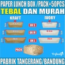 Paper Lunch Box HALAL Tebal Putih Uk S M L Kraft Coklat Food Tray Laminasi Kotak Makan Pack 50pcs