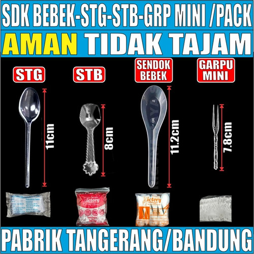 Sendok Teh Puding STG / Sendok Jelly Eskrim STB / Garpu mini / Sendok Bebek Plastik Per Pack Var