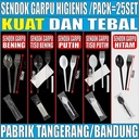 Sendok Garpu Steril Tebal Plastik Tisu Tusuk Gigi Higienis Set Bening / Hitam / Putih Pack Trifinity