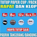 Tutup Paper Cup HALAL Rapat Klop 4oz 8oz 12oz 16oz 22oz Per Pack Hanya Tutup Gelas Kertas