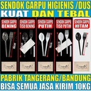 Sendok Garpu Steril Kuat Tebal Plastik Tisu Tusuk Gigi Set Higienis Bening Hitam Putih Dus Trifinity