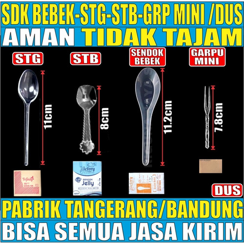 Sendok Teh Puding STG / Sendok Jelly Eskrim STB / Garpu mini / Sendok Bebek Plastik Dus Semua js krm