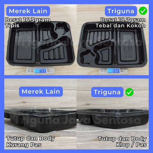 Mika Bento Tebal Bintang 4 Sekat PET Trifinity atau 4Sekat HIPS Tahan Panas Pack Tray Bekal Makan