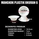Mangkok Plastik Tebal Putih Bersih Cemerlang M6 uk 6 Sedang / M7 uk 7 Besar Mangkuk Makan Pack
