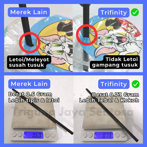 Trifinity Sedotan Steril Tebal Tdk Berbau u Teh poci 620 / u Bubble Higienis 1221 Runcing Dus jskrm
