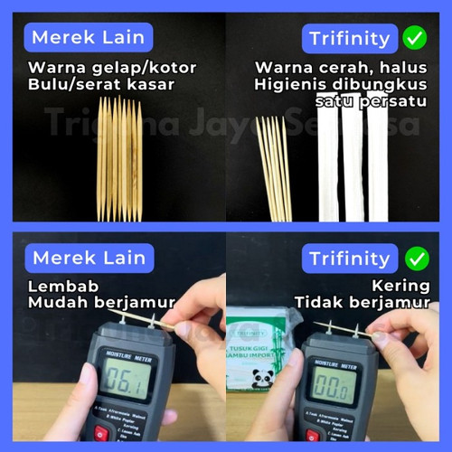 Sumpit Bambu Besar Bersih Halus Kering / Tusuk Gigi Higienis / Tusuk Sate Per Dus Trifinity Jskrm