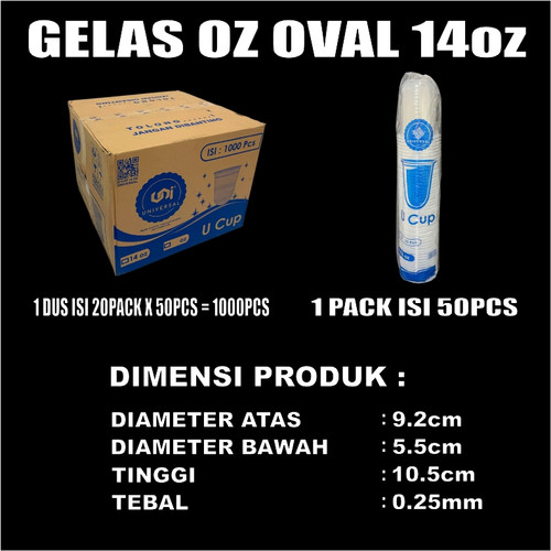 Gelas oz HALAL Oval Tebal 12oz 14oz 16oz 18oz 22oz Datar Rata Dus Bening Cup Plastik Bulat Dus JsKrm