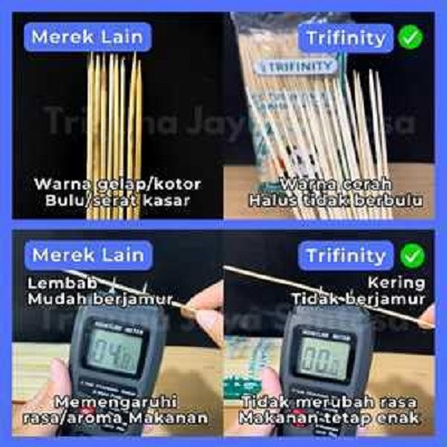 Sumpit Bambu Bersih Halus Kering Trifinity / Tusuk Gigi Higienis / Tusuk Sate Bambu Pack