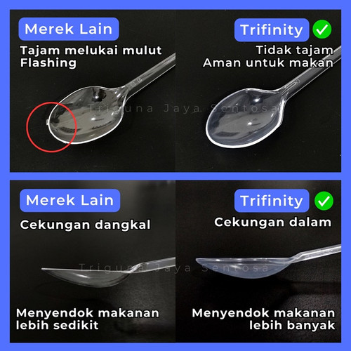 Sendok Garpu Steril Tebal Plastik Tisu Tusuk Gigi Higienis Set Bening / Hitam / Putih Pack Trifinity