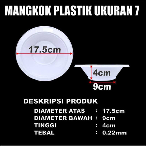 Mangkok Plastik Tebal Putih Bersih Cemerlang M6 uk 6 Sedang / M7 uk 7 Besar Mangkuk Makan Pack