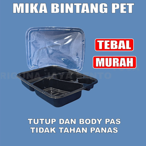 Mika Bento Tebal Bintang 4 Sekat PET Trifinity atau 4Sekat HIPS Tahan Panas Per Dus Semua Js Krm