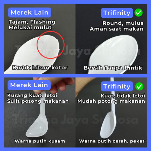 Sendok Makan Plastik Kuat Tebal Panjang Bening / Hitam / Putih Trifinity Per Dus Bisa Semua Js krm