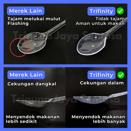 Sendok Garpu Steril Kuat Tebal Plastik Tisu Tusuk Gigi Set Higienis Bening Hitam Putih Dus Trifinity
