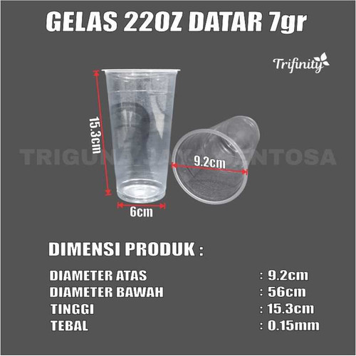 Gelas oz Rata 22oz Datar Cup Plastik Murah Per Dus Jskrm