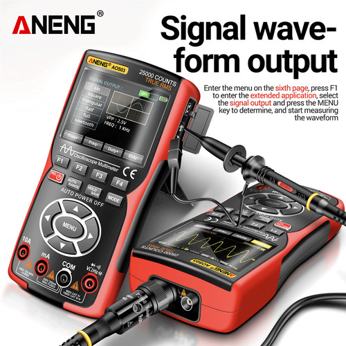 Aneng AOS03 Oscilloscope Multimeter Signal Generator Waveform Output Handheld Battery LCD Screen