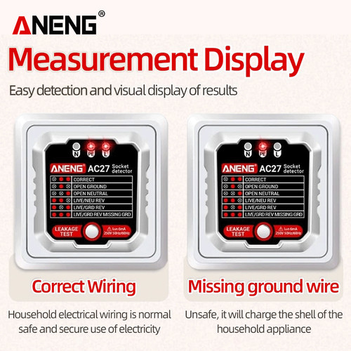 Aneng AC27 Smart Socket Tester Electroscope Meter Circuit Breaker Find
